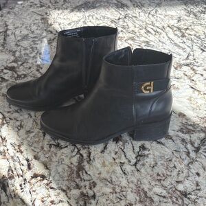 Cole Haan Black Ankle Booties with Gold Detail